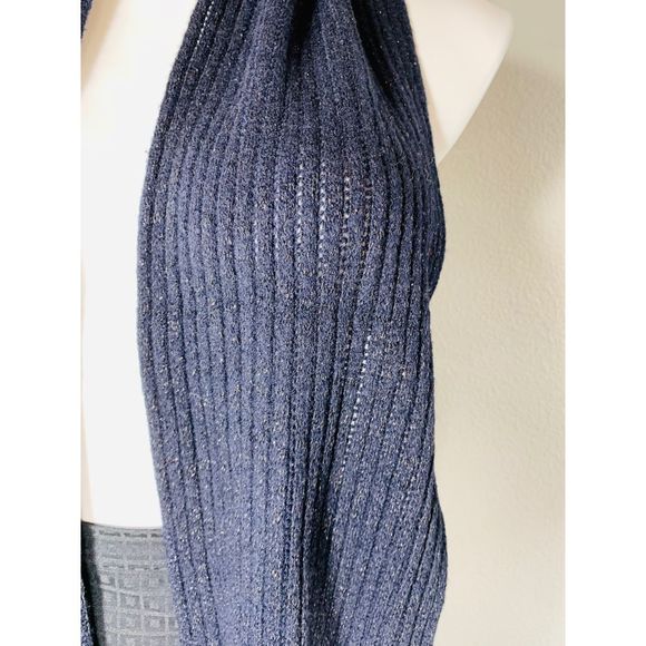 NEW YORK & CO FRINGED NAVY WITH SPARKLE SCARF - Picture 3 of 3